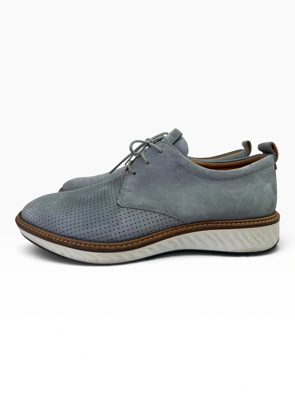 Ecco ST.1 Hybrid Perforated Derby Shoe Gray Leather Lace Up Men’s Size 43/9-9.5